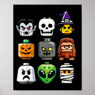 Affiche Têtes de fantômes de citrouille en brique Hallowee