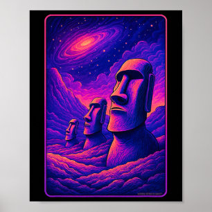 Affiche Têtes de Moai de l'île de Pâques - Galaxie extrate