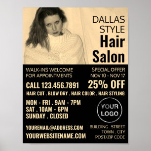Affiche Texan Girl, Hair Stylist, Salon de cheveux publici