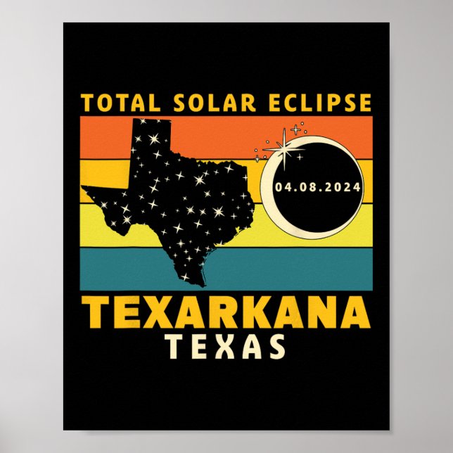 Affiche Texarkana Texas Total Solar Eclipse 2024 (Devant)