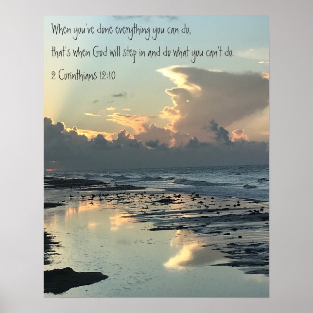 Affiche Texas Beach Sunrise, Écriture Verse, Corinthiens (Devant)