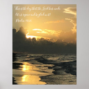 Affiche Texas Beach Sunrise, Scripture Verse, Psalm 118:24
