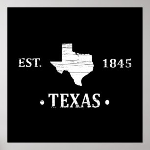 Affiche Texas carte blanc l'état étoile seule