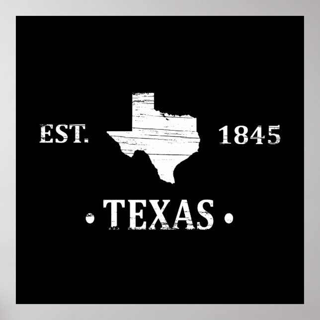 Affiche Texas carte blanc l'état étoile seule (Devant)