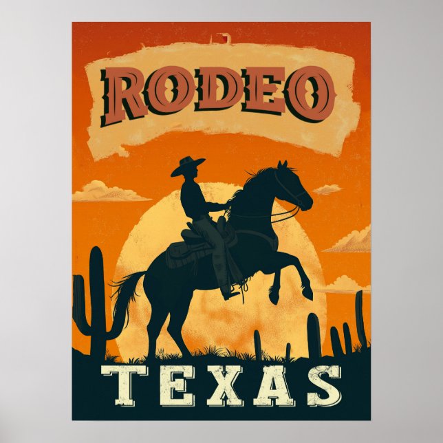 Affiche Texas Cowboy Rodeo Vintage (Devant)