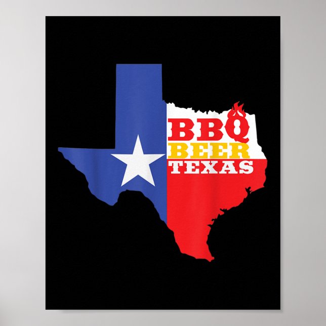 Affiche Texas Drapeau Carte Summer Barbecue Funny Bière Bb (Devant)