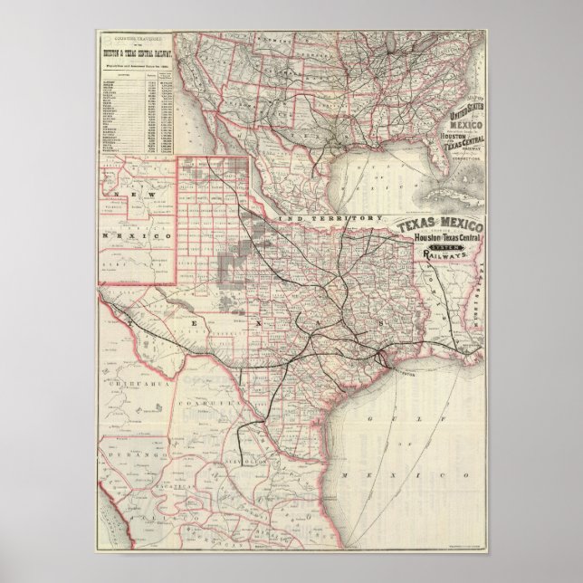 Affiche Texas et Mexique, Houston (Devant)