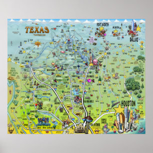 Affiche Texas Fun Maps