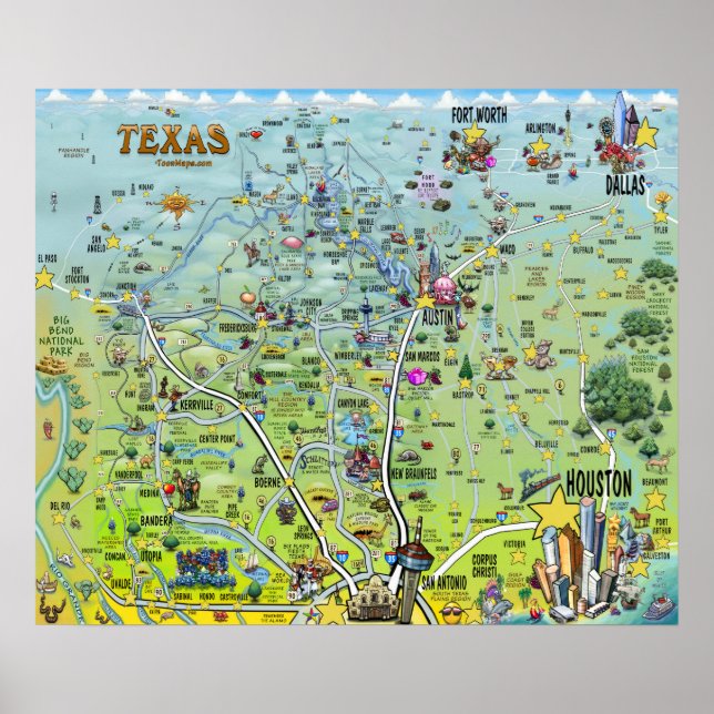 Affiche Texas Fun Maps (Devant)