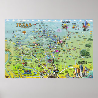 Affiche Texas Fun Maps