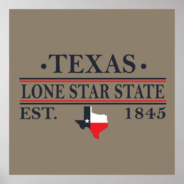 Affiche texas le contour de l'état étoile seule (Devant)
