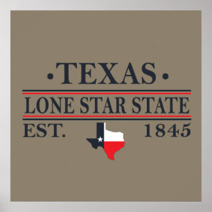 Affiche texas l'étoile solitaire contour de l'état