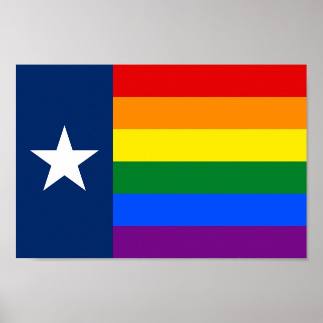 Affiche Texas LGBT Gay Pride Rainbow Flag (Devant)