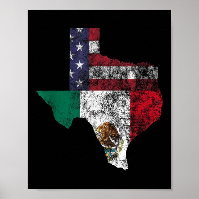 Affiche Texas Mexique Drapeau Américain Cinco De Mayo Mexi (Devant)