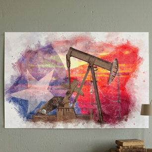 Affiche Texas Oil Pumpjack : patrimoine artistique de l'Ét