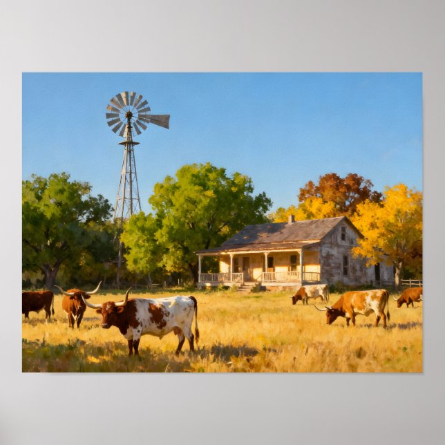 Affiche Texas Ranch House in Fall (Devant)