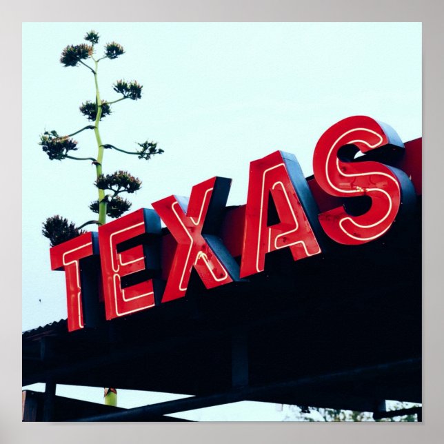 Affiche Texas Red Neon Lights USA Amérique (Devant)