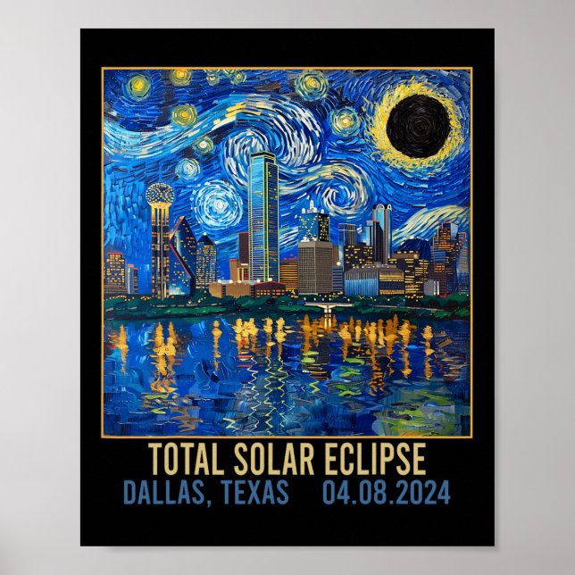 Affiche Texas Skyline Artistique Total Solaire Eclipse 202 (Devant)