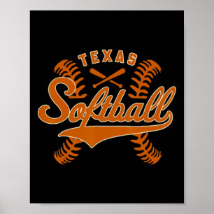Affiche Texas Softll Vintage Hommes Enfants Équipe Rétro S