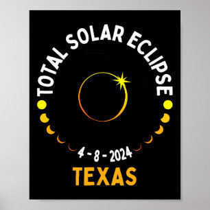 Affiche Texas Solar Eclipse 2024 Partie Total États-Unis C