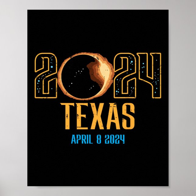 Affiche Texas Solar Eclipse 2024 Totalité Avril 8 Hommes F (Devant)