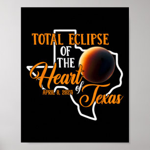Affiche Texas Total Éclipse Solaire Avril 8 2024 Tot Carte