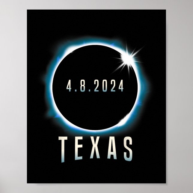 Affiche Texas Total Solar Eclipse 2024 Bleu Avril 8 Hommes (Devant)