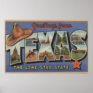 Affiche TexasGreetings de l'état solitaire d'étoile