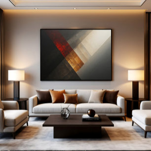 Affiche Texte Abstrait Diagonal Rouge Or
