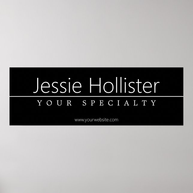 Affiche Texte blanc classique simple en noir (Devant)