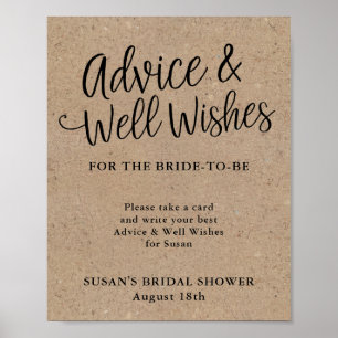 Affiche Texte de conseils et vœux de mariage Rustic Kraft 