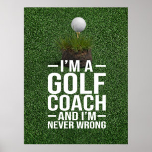Affiche Texte de golf Je suis entraîneur de golf
