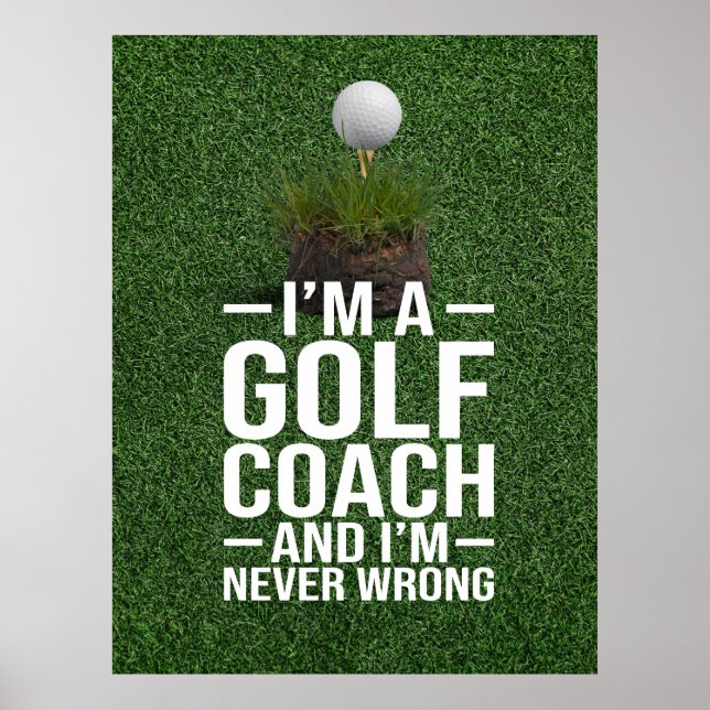 Affiche Texte de golf Je suis entraîneur de golf  (Devant)