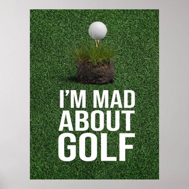 Affiche Texte de golf Je suis et à propos de golf sur gazo (Devant)