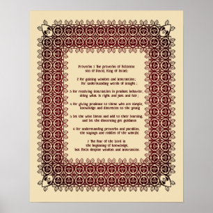 Affiche Texte de la Bible Filigree Proverbes Chapitre 1 :