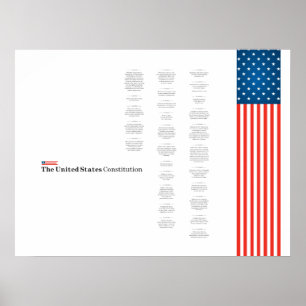 Affiche Texte de la Constitution américaine Drapeau améric