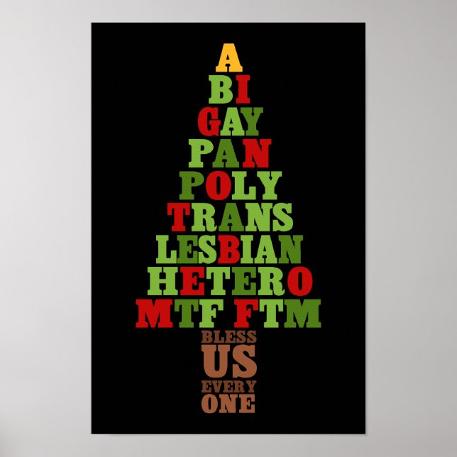 Affiche Texte de l'arbre de Noël de la diversité (Devant)