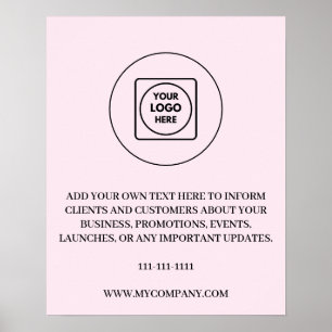 Affiche Texte de logo personnalisé Blush Rose Esthétique