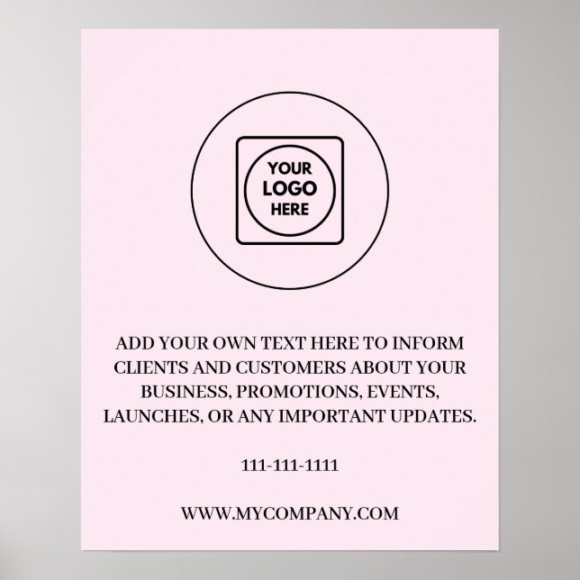 Affiche Texte de logo personnalisé Blush Rose Esthétique  (Devant)