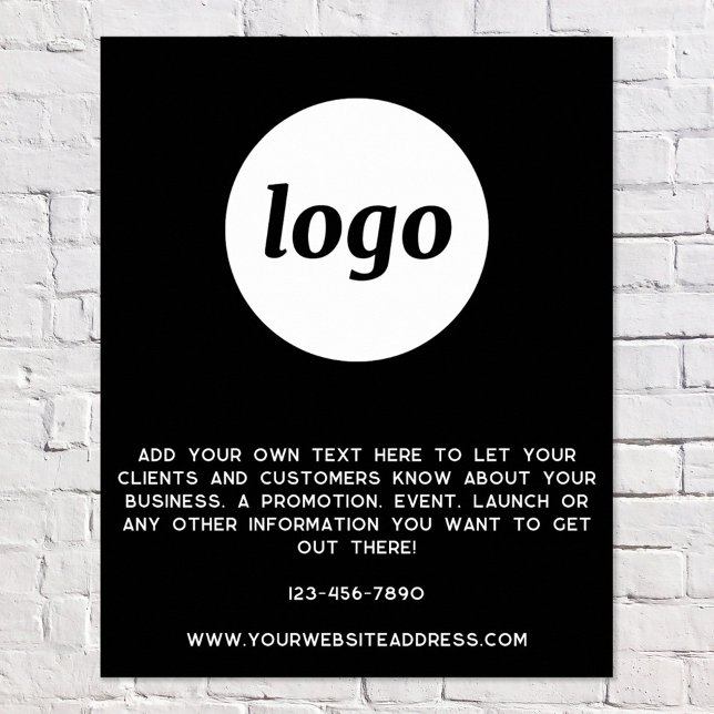 Affiche Texte de logo promotionnel entreprise noir (Logo with custom text business promotional branding poster)