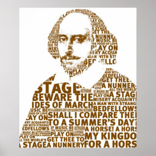 Affiche Texte de Sakespeare brun