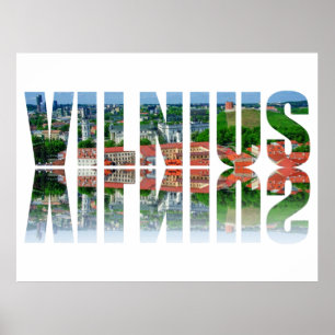 Affiche Texte de Vilnius avec reflet