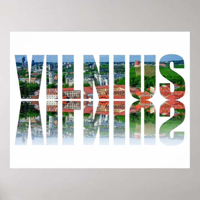 Affiche Texte de Vilnius avec reflet (Devant)