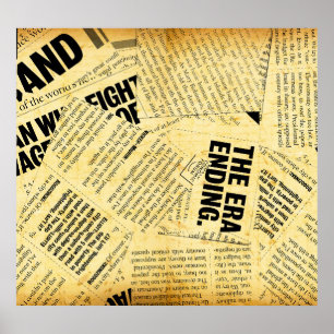 Affiche Texte du journal de presse avec vieux papier