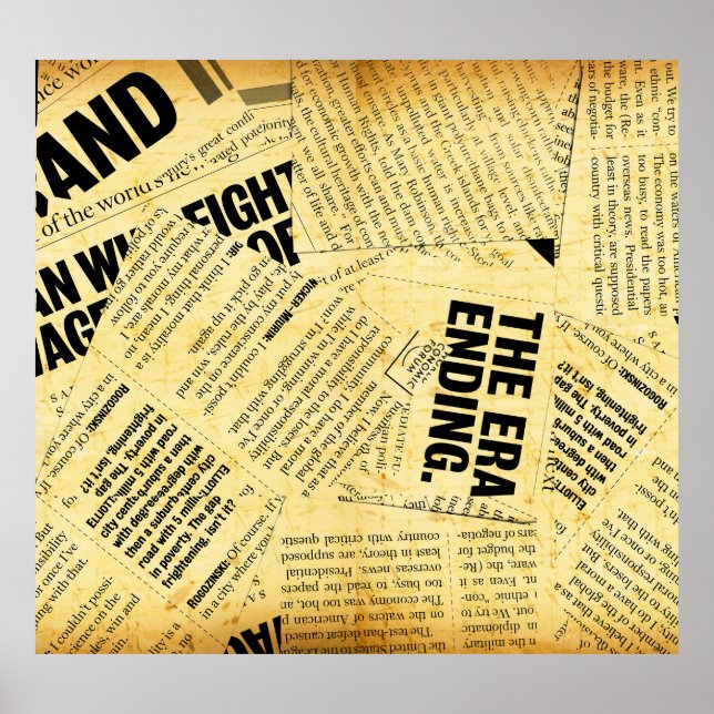 Affiche Texte du journal de presse avec vieux papier (Devant)