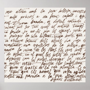 Affiche Texte du manuscrit d'encre Brown rétro