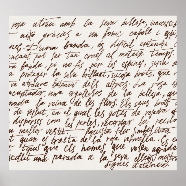 Affiche Texte du manuscrit d'encre Brown rétro (Devant)