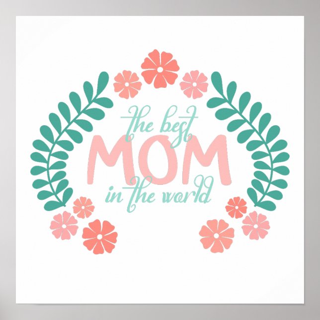 Affiche Texte floral de printemps pour la meilleure maman  (Devant)