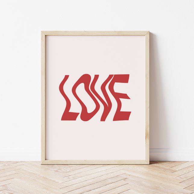 Affiche Texte ondulé 'Amour' rétro minimaliste (Créateur téléchargé)