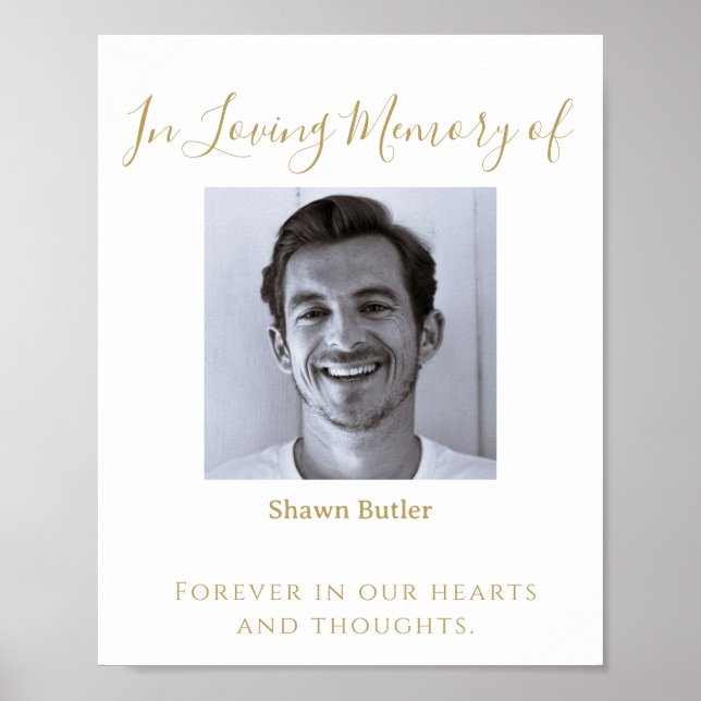 Affiche Texte Or En Mémoire Amoureuse, Élégant signe de ma (Devant)